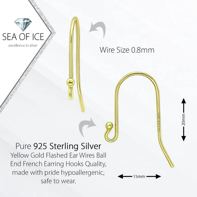 925 Sterling Silver Earring Hooks Earring Wire Findings (26mm