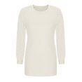 thumbnail image 6 of Womens Long Sleeve Round Neck Shirts Basic Tee Fall Tops Outfits Clothes Plus Size Beige M, 6 of 7