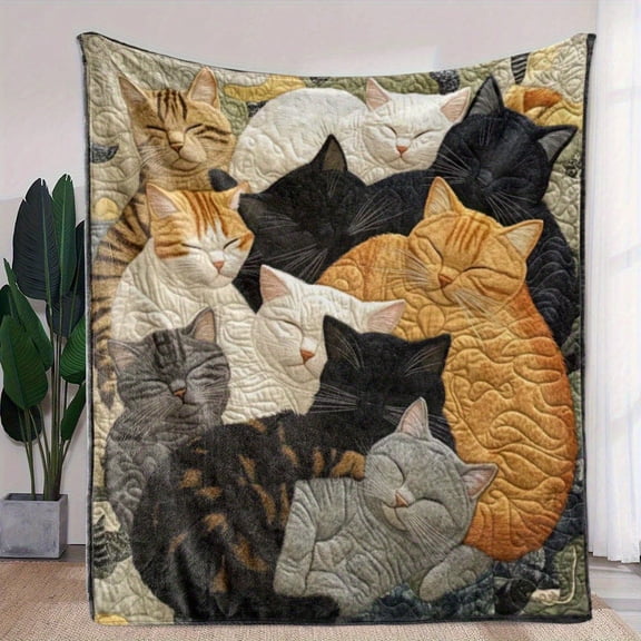 HNQEICB 50 x 60 inches Fleece Throw Blanket Cute Cats for Couch and Bed