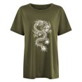 thumbnail image 4 of Hauts D'été Pour Femmes 2023 Femmes Mode Impression Col Rond Manches Courtes T-shirt Top Chemisier Pull, 4 of 5