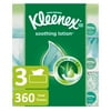 Kleenex Facial Tissues with Lotion, 3 Flat Boxes (360 Total Tissues)