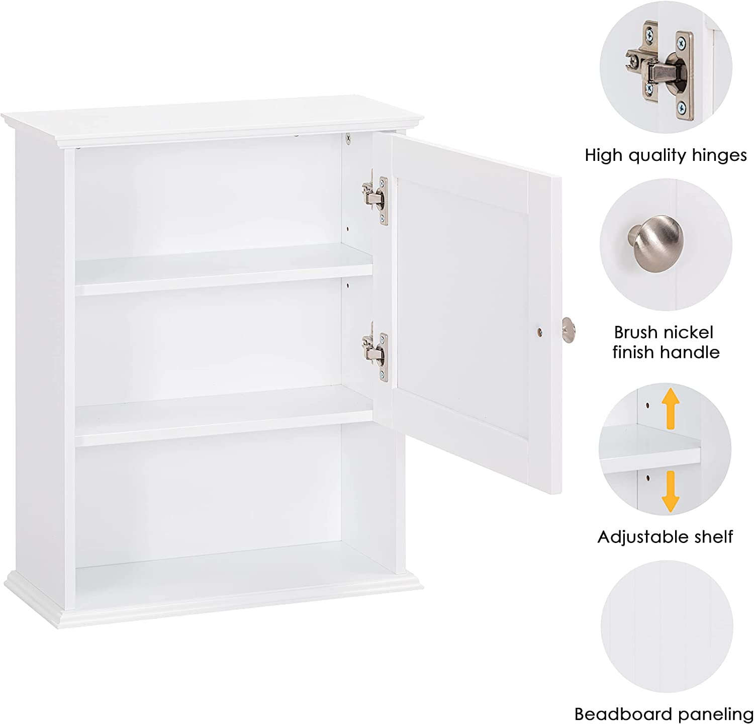 Spirich Wall Mounted Bathroom Cabinet with Adjustable Shelf, White, 16.54"
