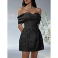 thumbnail image 5 of Saitn Short Cocktail Dresses for Teens Off the Shoulder Homecoming Dress with Party Gowns Black M, 5 of 8