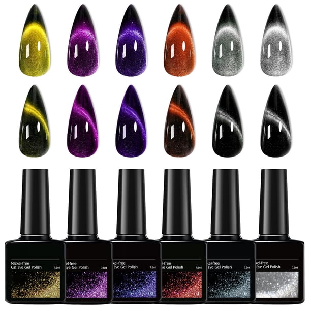 Esmalte de uñas de gel magnético que cambia de color de 7,5 ml - Esmalte de uñas profesional sin níquel de larga duración - Fórmula fácil de aplicar sin daños con bolígrafo magnético de doble