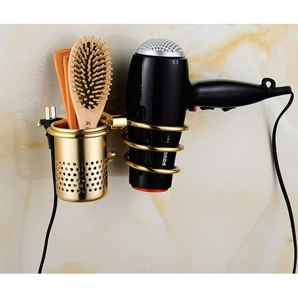 Wall Mount Hair Dryer Hanging Rack Organizer Toothbrush Storage Multifunctional Holder With Cup Com - Hair Dryer Wall Holder Wall Mount Hair Dryer Hanging Rack Organizer Toothbrush Storage Multifunctional Holder With Cup Com - Hair Dryer Wall Holder