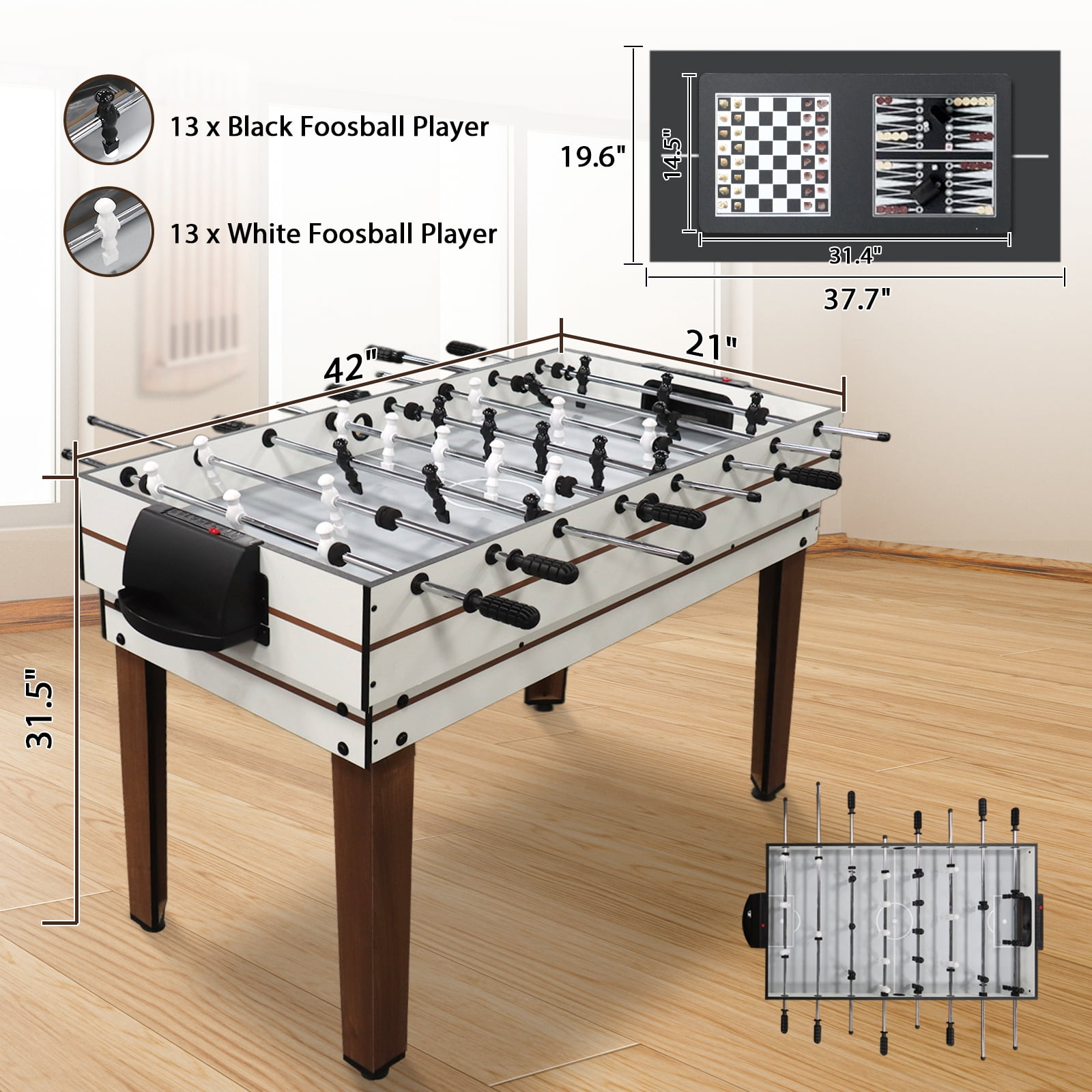 2x4ft 10-in-1 Combo Game Table Set for Home, Game Room, Friends & Family w/Hockey, Foosball, Pool, Shuffleboard, Ping Pong, Chess, Checkers, Bowling, and Backgammon