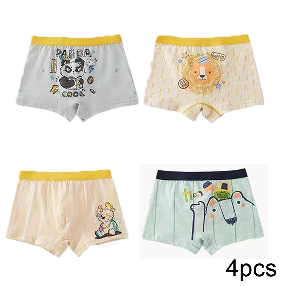 Esaierr 4PCS Kids Toddler Boys Underwear Boxer Briefs,Baby Boys  Antibacterial Cotton Cartoon Print Shorts,2-12 Years Underwear Briefs 