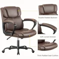 thumbnail image 2 of Furmax Mid Back Executive Office Swivel Computer Task Armrests Ergonomic Leather-Padded Desk Chair with Lumbar Support, Brown, 2 of 7