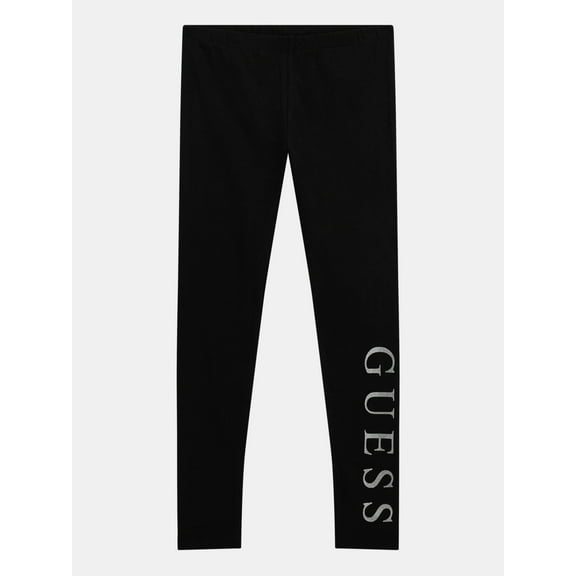 Guess JET BLACK Girls Vertical Logo Organic Stretch Jersey Leggings, US 12