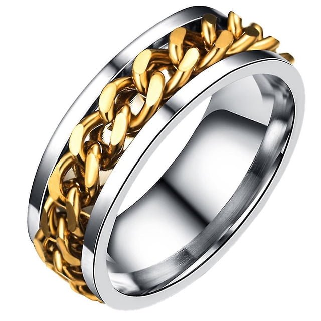 6.5X2.06CM Anillo simple Anillo de dedo delicado Joyería de acero inoxidable Anillo creativo Anillo de dedo de moda para hombre niño (oro con tamaño de caja 12)
