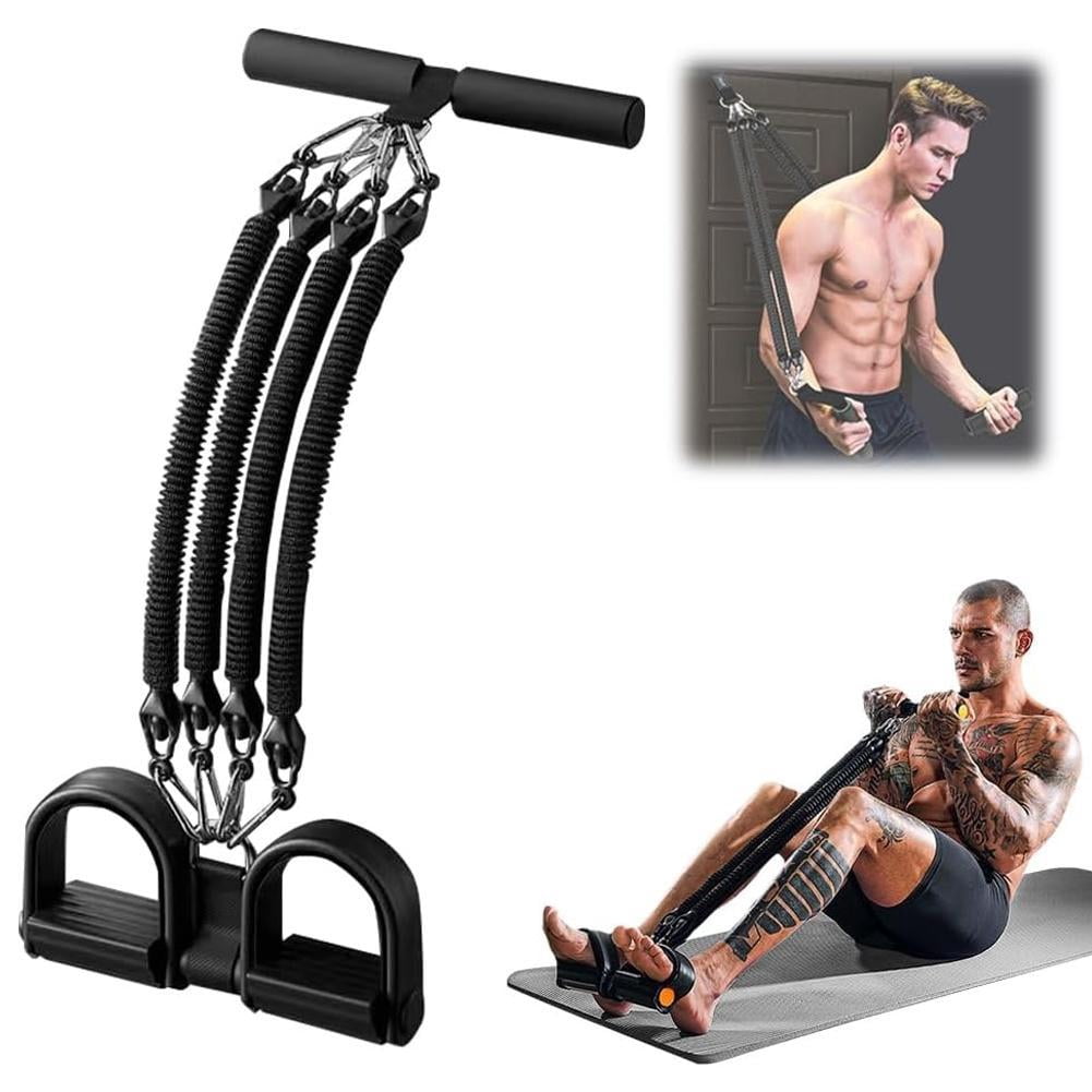 2025 Upgraded 4-Strand Resistance Band Set with Pedal and Handle 100 lbs Adjustable Pull Rope for Home Gym Full Body Workout