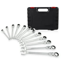 12 Piece Metric Wrench Set, 180° Flex Head & 72 Tooth Ratcheting Wrenches with Blow Mold Storage Case, Chrome Vanadium Steel, 1 Set, Black