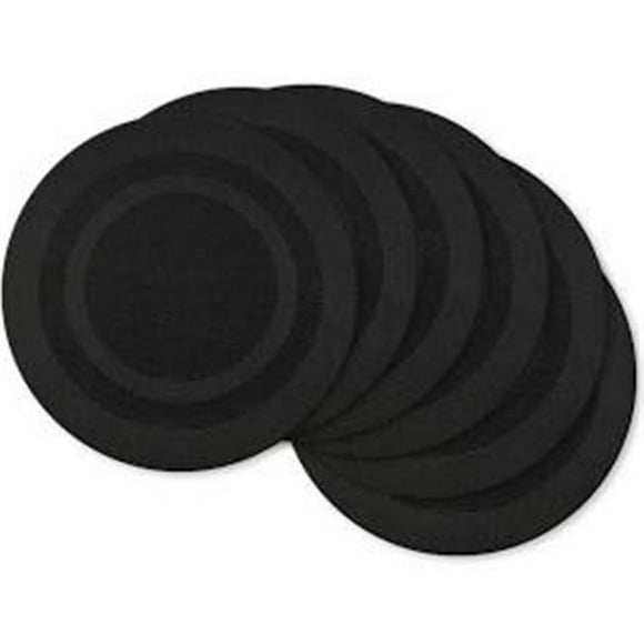 Design Imports Black Round PVC Doubleframe Placemat Set of 6