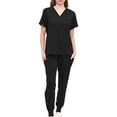 thumbnail image 2 of Conjunto de uniforme exfoliante para mujer, trajes de trabajo, Top de enfermera y pantalones para correr, ropa cómoda con cuello en V, Top exfoliante, Negro, 2 of 8