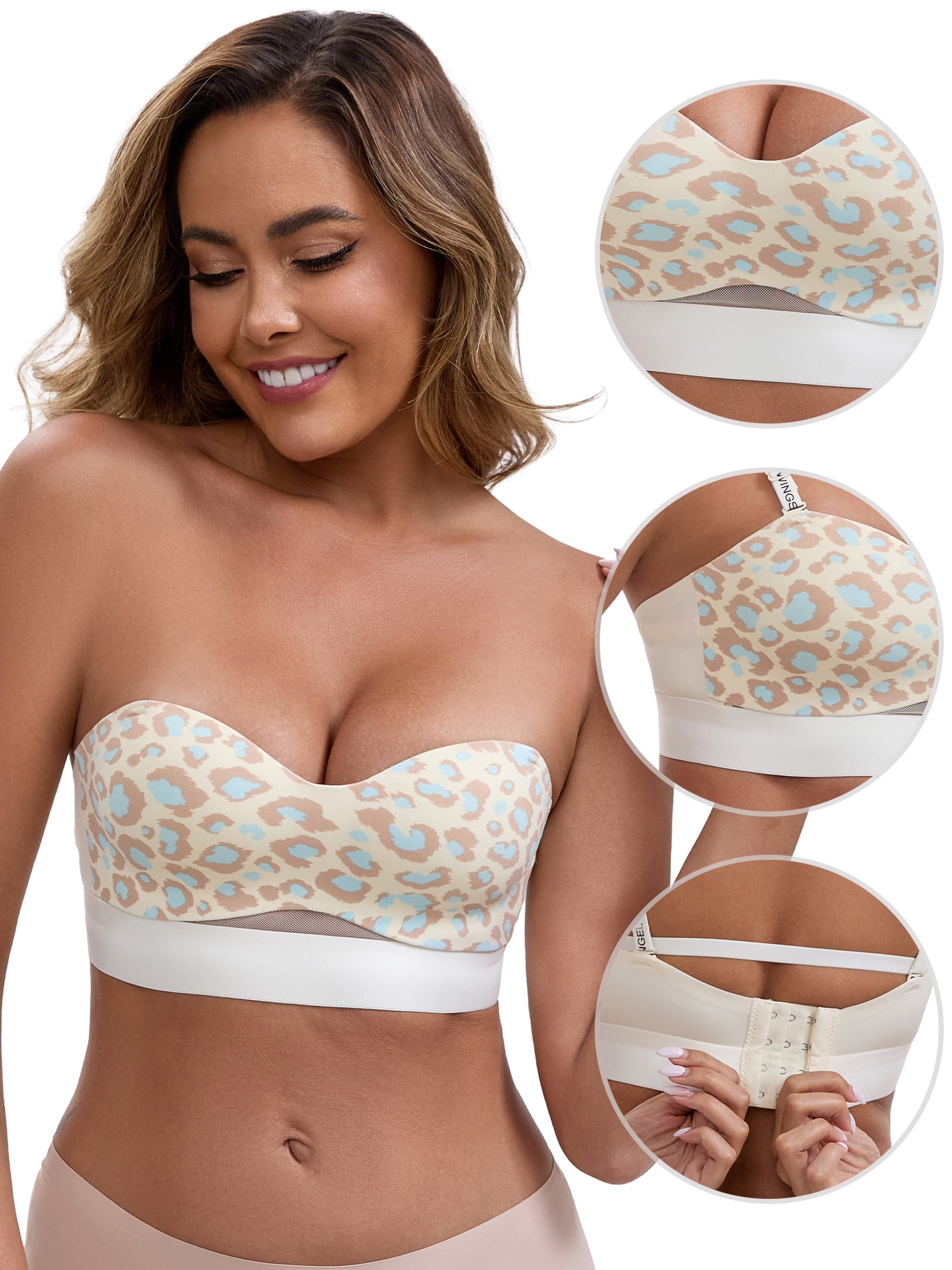 DARING DIVA Strapless Non Slip Wirefree Sweetheart Neck Push-Up Bra 38B Light Beige