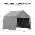 thumbnail image 7 of Portable Storage Shelter Shed 10x10 FT, Outdoor Portable Carport with Roll-Up Zipper Door, Waterproof, UV Resistant Storage Tent for Motorcycles, Bicycles, Firewood, Utility Room, 7 of 7