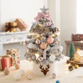 thumbnail image 2 of Árbol de Navidad de mesa con kit de decoración, adorno de bola roja y blanca y caja de regalo, mini árbol de Navidad con copos de nieve para decoración de mesa, 2 of 5