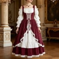 thumbnail image 4 of LEKWK Renaissance Dress Women Off Shoulder Lace-Up Corset Dress Vintage Ruffled Lace Trim Medieval Dress for Halloween Cosplay Theme Party, 4 of 6