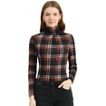 thumbnail image 1 of INSPIRE CHIC Blouse Décontractée à Carreaux pour Femme à Col Roulé Ajustée à Manches Longues, 1 of 6