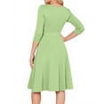 thumbnail image 5 of Women's Cocktail Dress Evening Dress 3/4 Sleeve Solid Color Vintage Wedding Guest Dress for Party Banquet Spring Fall,Light Green,XL, 5 of 6