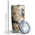 thumbnail image 2 of 20 Oz Dachshund and Flower Coffee Tumbler Double Wall Insulated Stainless Steel Water Bottle | Metal Reusable Thermoses Flask with Cup Cap | Leak & Sweat Proof with Anti-Dust Lid, 2 of 7