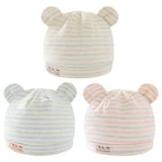 3PCS nouveau-né bébé chapeau épaissi chaud confortable bébé coton bonnet rayé bébé chapeaux