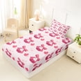 thumbnail image 4 of Erosebridal Pink Bowknot Kids Twin Sheet Sets,Red Cherries Romantic Hearts Print Bedding For Girls 3pcs, 4 of 6