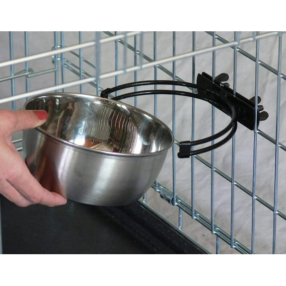 Stainless Steel Pet Bowl with No-Tip Design, 20 Oz, Mounts to Wire Crates, Rust-Resistant for Dogs & Cats
