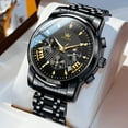thumbnail image 3 of OLEVS Watches for Men, Mens Watches Quartz Black Stainless Steel Waterproof Luminous Business Calendar Wrist Watch reloj para hombre, 3 of 12