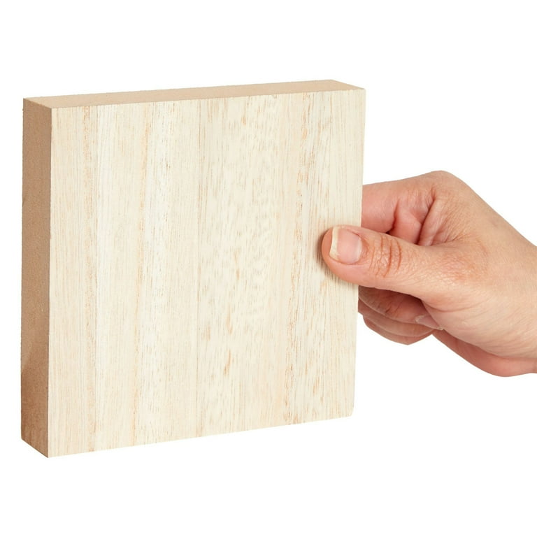 4-Pack 5x5x1 Inches Square Natural Unfinished Wood Block Smooth Surface for Crafts and DIY