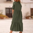 thumbnail image 6 of Fesfesfes Women Dress FallSolid Causal Turndown Collar Long Sleeve Vacation Button Dress Clothes Sale, 6 of 9