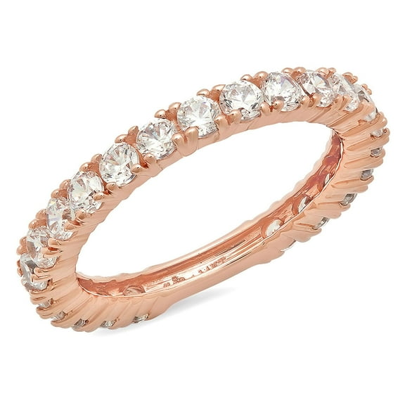 1.2 ctw Wedding Band for Women - 18K Rose Gold Moissanite Stackable Eternity Ring