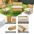 thumbnail image 2 of 4 Pieces Patio Seating Set with Coffee Table, Acacia Solid Wood Outdoor Sofa Set with Cushions, Outdoor Seating Set for 4, Beige, 2 of 8
