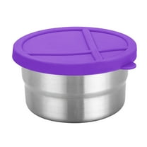 YIKA Tupperware Container Stainless Steel Fresh Keeping Box Children's Lunch Box Dividing Box Silicone Lid Sealed Snack Box Portable Seasoning Box Kitchen Storage Purple