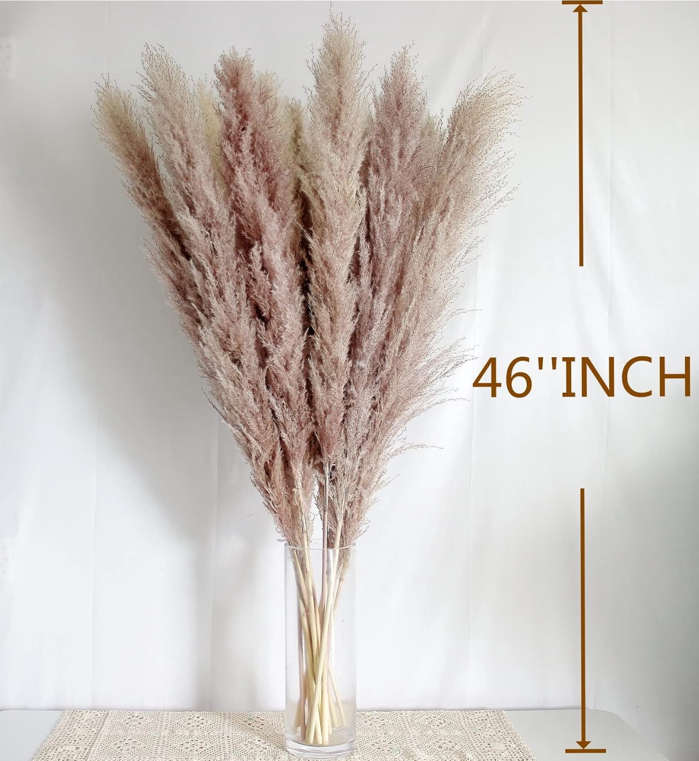 46" inch 10 Stems Natural Pampas Grass Decor Tall, Pompas Grass, Tall Pampas Grass for Weddingm, Farmhouse,  Home Decor (Grey)