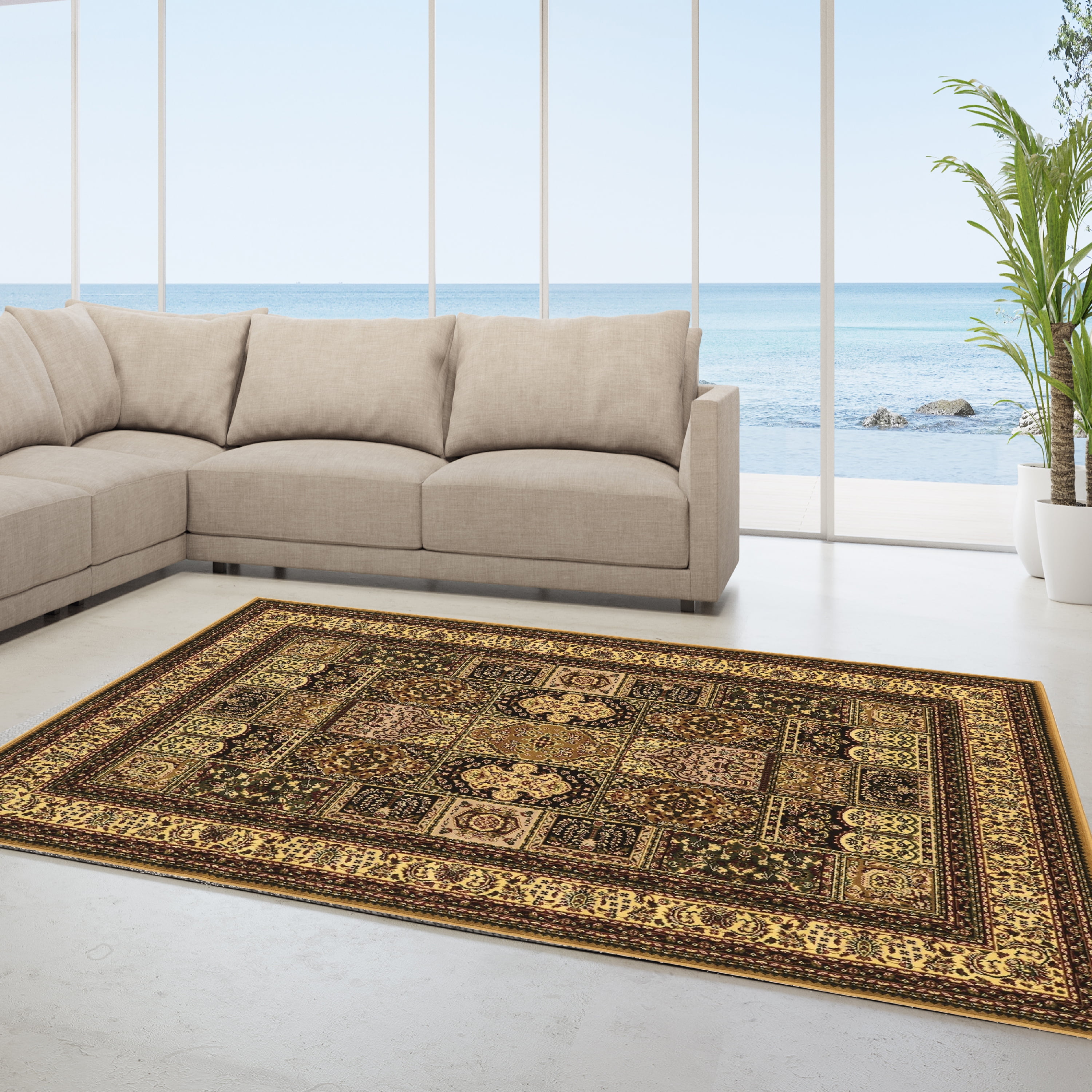 Persian Treasures Baktiyari Cream Area Rug 9x12 Power Loomed Plush Design