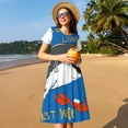 thumbnail image 4 of Fotbe Shark With Sunglasses and Lobste Pattern Dress Casual Womens Fashion Short Sleeve Maxi Dress T Shirt Dress Striped Long Color Block Maxi Dress, 4 of 6