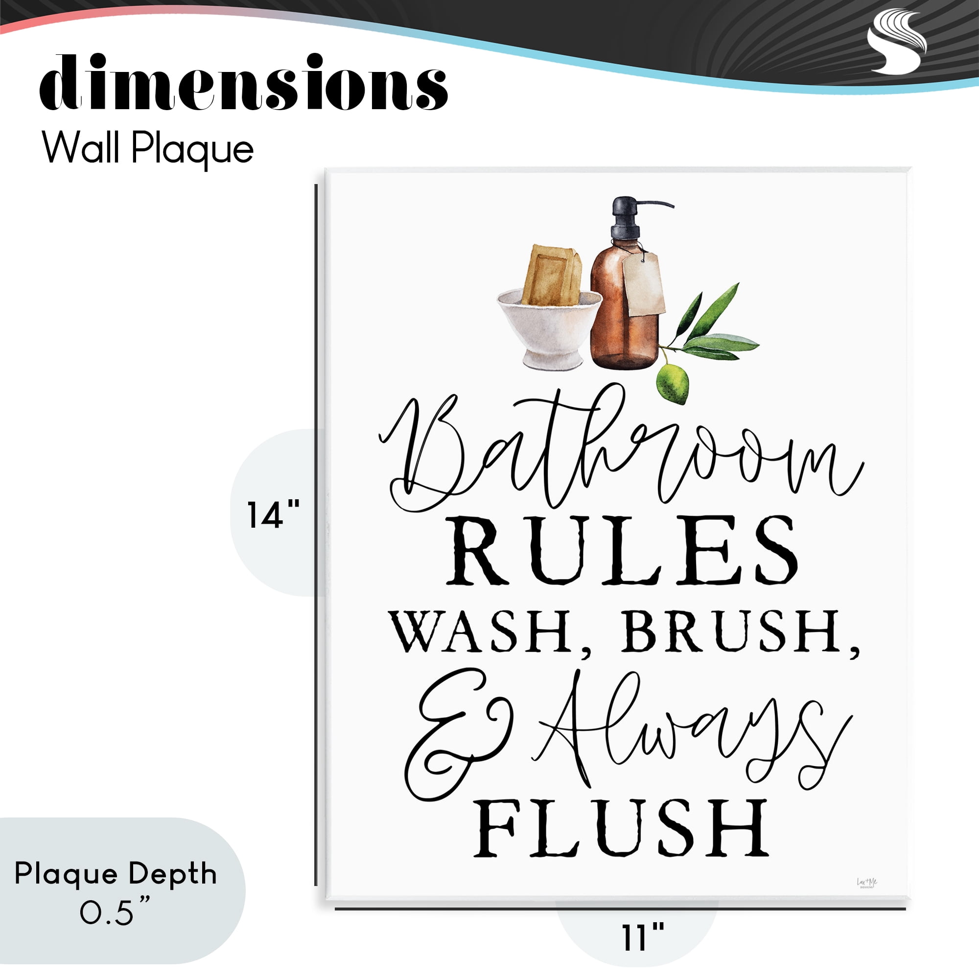 Stupell Industries Wash Brush & Always Flush Wall Plaque Art, design by Lux + Me Designs