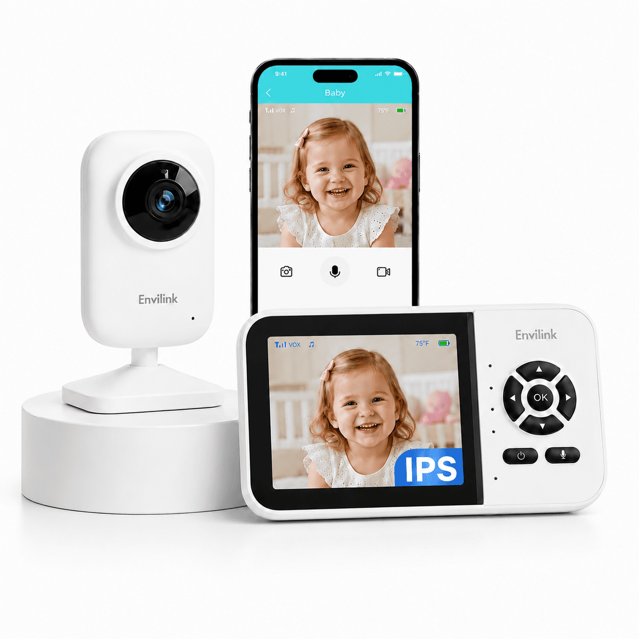 Baby Monitor with Camera and Adudio, 720P 2.8'' IPS Screen Baby Monitor with Phone APP / Nighe Vision / 2 Way Talk / VOX