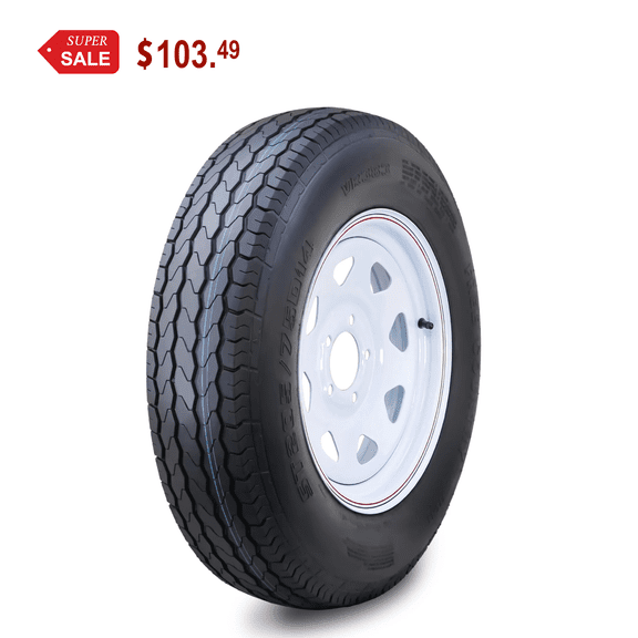 Free Country Wheel Assembly ST205/75D14 6-Ply C 99L 5 Lug on 4.5" PCD White Spoke Rim Trailer Tire