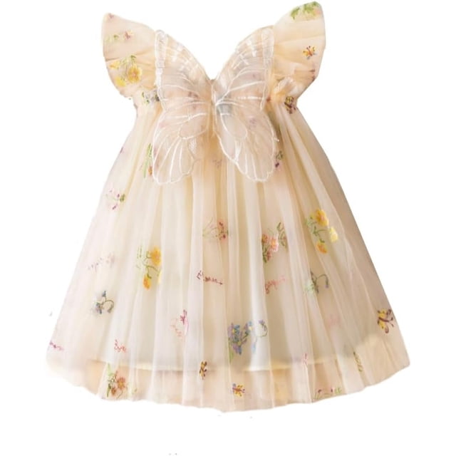 Robe Tutu pour Bébé Fille Princesse Sans Manches Papillon Tulle Robe d'Été pour Fête d'Anniversaire