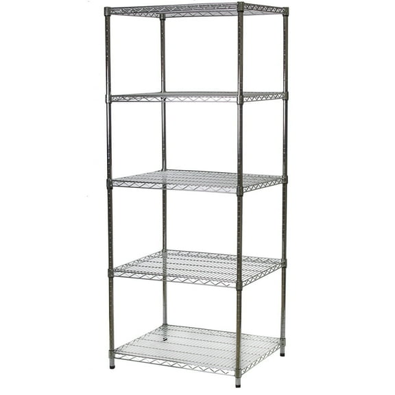 Shelving Inc. 24" d x 30" w x 54" h Chrome Wire Shelving with 5 Shelves