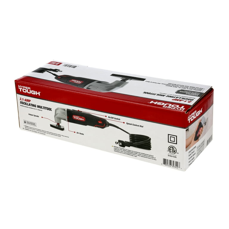 Hyper Tough 2.1 AMP Corded Oscillating Multi-function Tool, Variable Speed, with Hex Key, Sanding Pad, 1-1/4 inch Blade, Scraper Blade & 3 Sanding Sheets (80, 100 & 120 Grit) Hyper Tough 2.1 AMP Corded Oscillating Multi-function Tool, Variable Speed, with Hex Key, Sanding Pad, 1-1/4 inch Blade, Scraper Blade & 3 Sanding Sheets (80, 100 & 120 Grit)