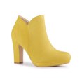 thumbnail image 1 of BLISSFUL STEP Bottines à Talons Blocs Plateforme Bout Rond pour Femmes Jaune 7, 1 of 7