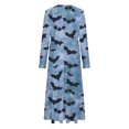 thumbnail image 5 of WFJCJPAF 2025 New Halloween Halloween Dresses for Women Plus Size 26 Summer,Ladies'and Winter Fashionable Round Neck Long Sleeved Halloween Printed Dress - Blue L, 5 of 5