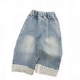 thumbnail image 5 of Girl jeans Baggy Wide Leg Elastic Waist Cargo Trousers Denim Pants with Pockets Cute Pants for Girls Size 9-10 Years, JN1-Grey3, 5 of 5