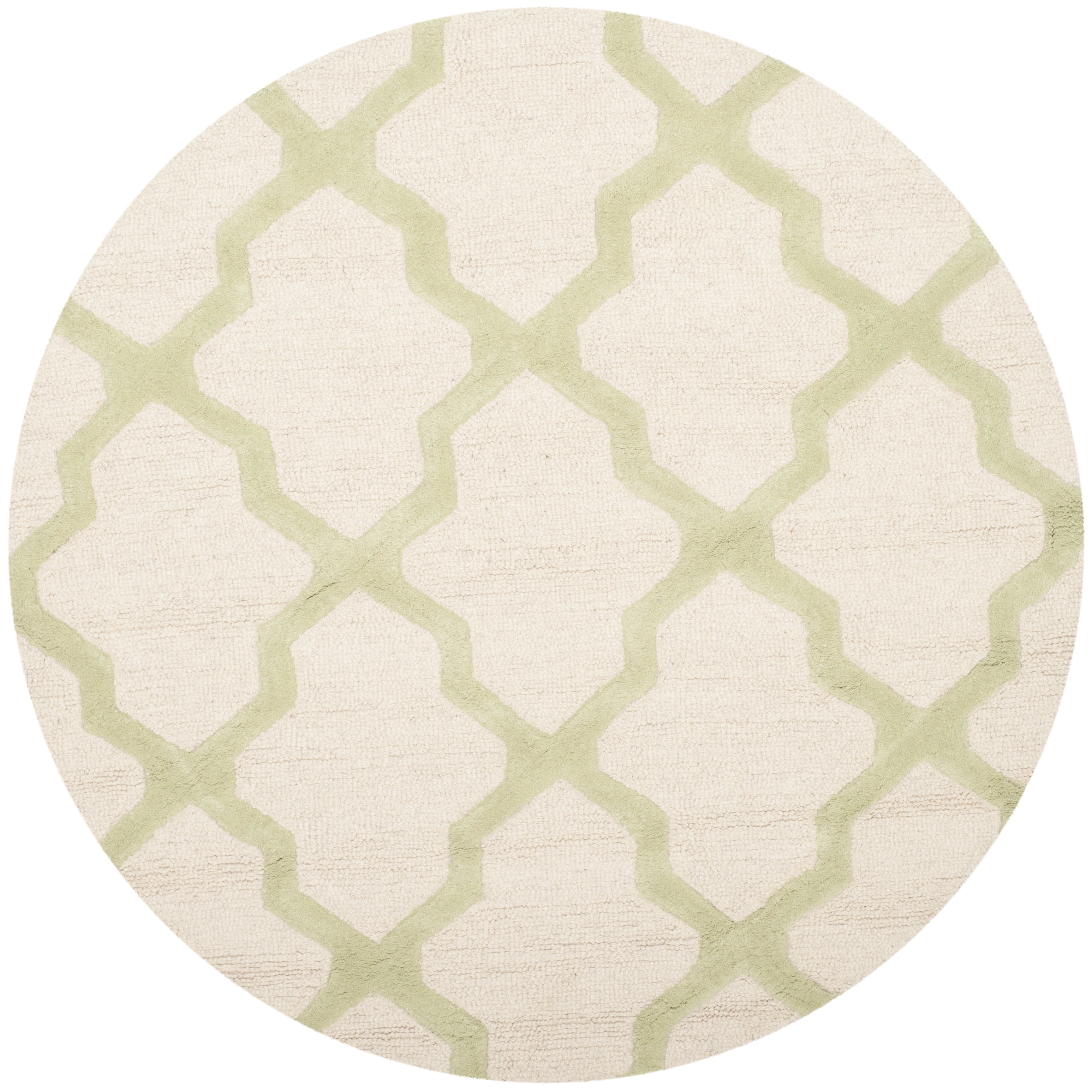 SAFAVIEH Cambridge Liam Geometric Wool Area Rug, Ivory/Light Green, 4' x 4' Round