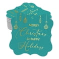 thumbnail image 1 of Inkdotpot Merry Christmas & Happy Text Bottle Tag Real Gold Foil Favor Bracket Shape Hang Tags Pack Of 50, 1 of 7