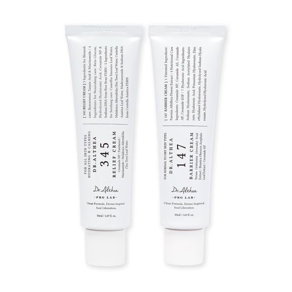 2Pack of Dr.Althea Cream 345 & 147 Relief Cream| Moisturizer for Soothing Recovery and Blemish Care with PDRN & Niacinamide Skin Care for All Skin Types, 1.69 Fl Oz 50ML