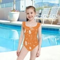 thumbnail image 4 of Girls Ruffled One Piece Swimsuit Summer Beach Vacation Swimwear Tank Swimsuit Orange Element, 4 of 8